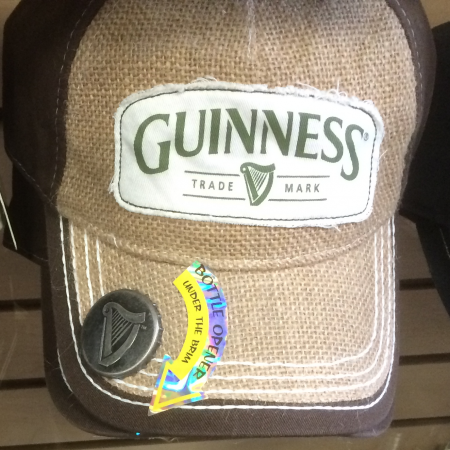 Guinness Brown Burlap BaseBall cap with bottle opener